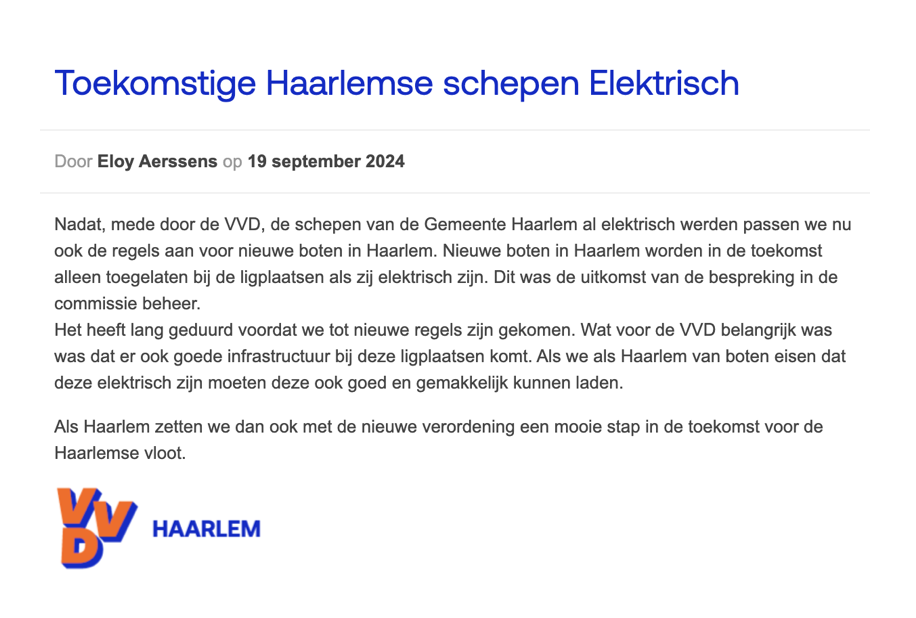 Elektrisch varen in Alkmaar — Waar kan ik laden? 7 De gemeente Haarlem investeert in laadinfrastructuur